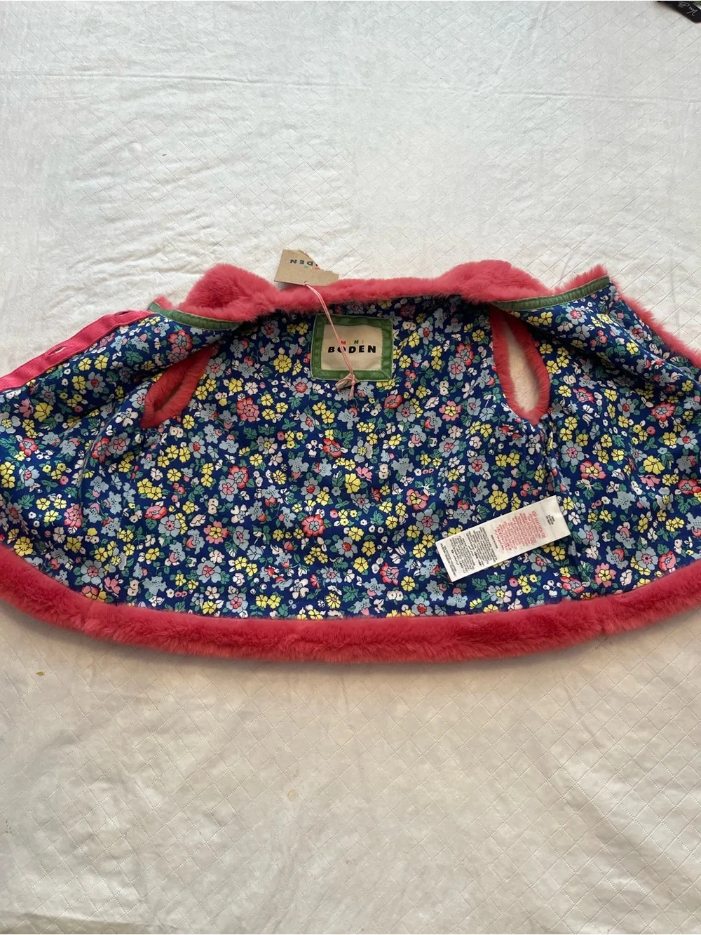 Mini Boden Red Faux Fur Vest